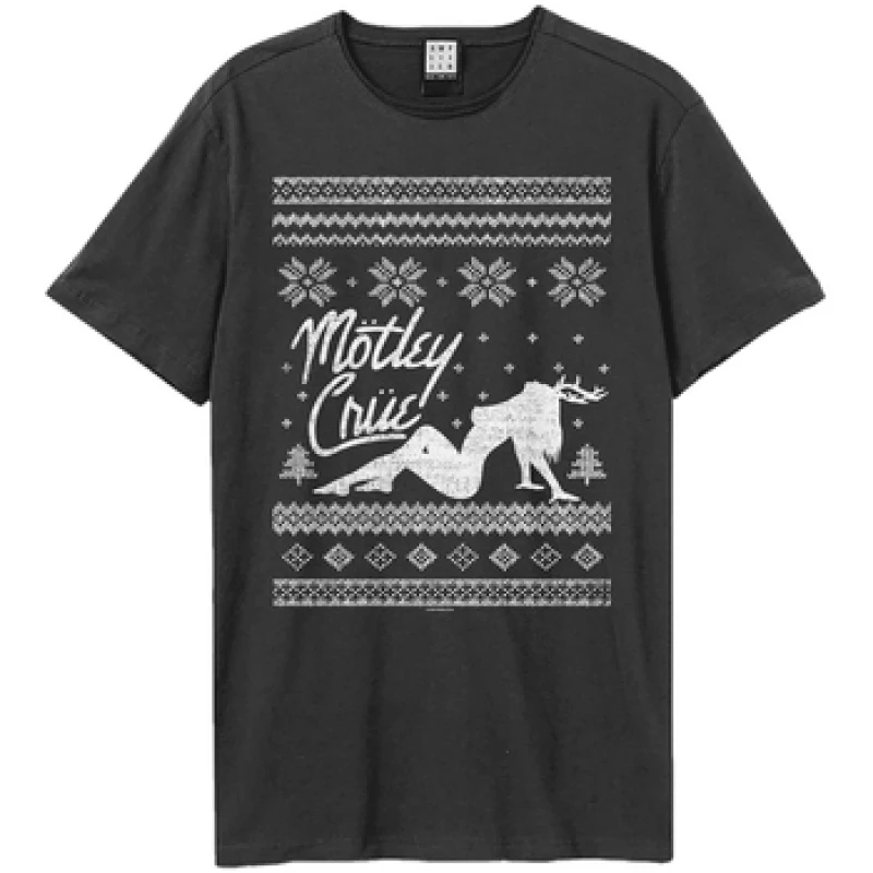 Image of Amplified Amplified Men Motley Crue Holiday T-Shirt in Charcoal Size: X-Small Charcoal XS Male 5063750997896