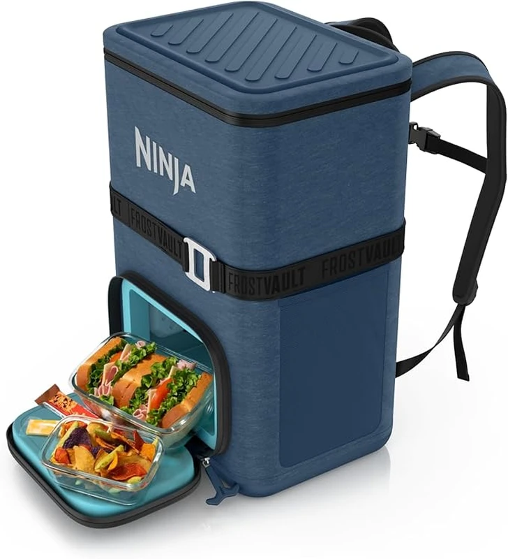Image of Ninja Outdoor Portable FrostVault Go 23L 36 Can Backpack Soft Cooler in Blue Blue Unisex