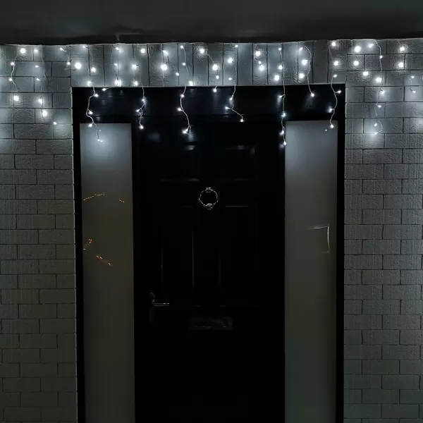Image of 5.1m 260 White LED Frosted Icicle Indoor Outdoor Christmas Lights with Timer
