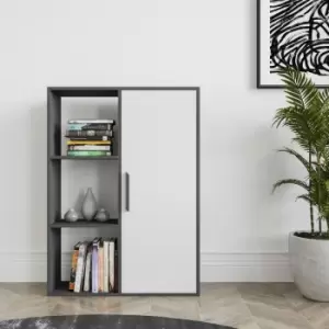 Image of Decorotika - Patrick Multipurpose Standard Bookcase Bookshelf Shelving Unit Display Unit With Cabinet- Anthracite / White - Anthracite / White