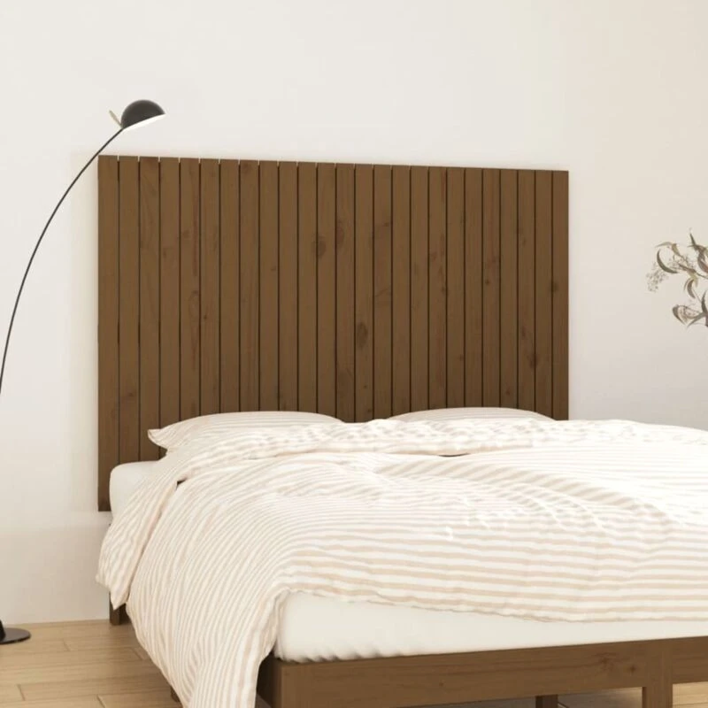 Image of Vidaxl Wall Headboard Honey Brown 159.5X3X110 Cm Solid Wood Pine, Brown 824951