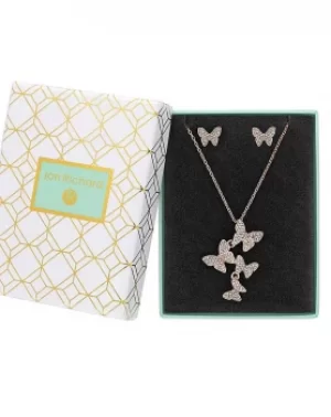 Image of Jon Richard Rose Gold Pave Butterfly Set