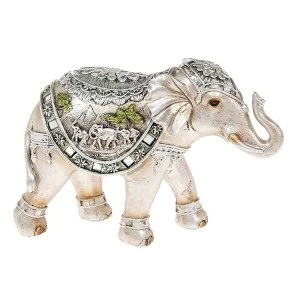 Image of Silver Scene Elephant Large Ornament