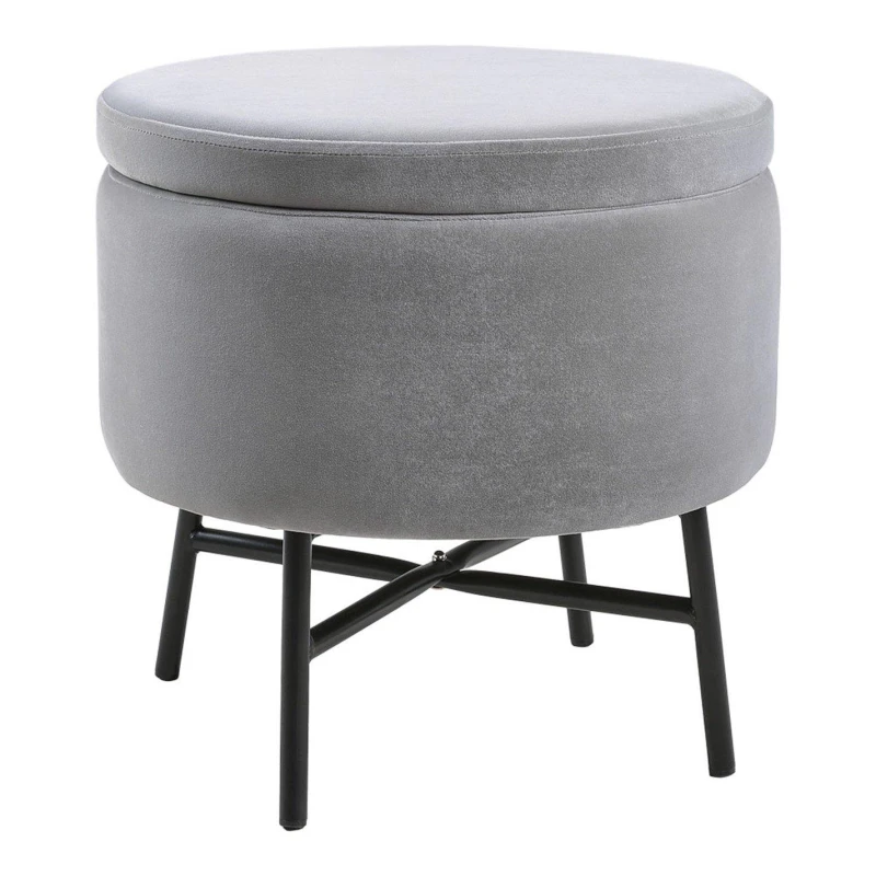 Image of Kabinet UK Contemporary Velvet Ottoman Metal Legs Grey unisex One size