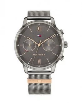 Image of Tommy Hilfiger Black Silver Multi Dial Silver Mesh Bracelet Watch