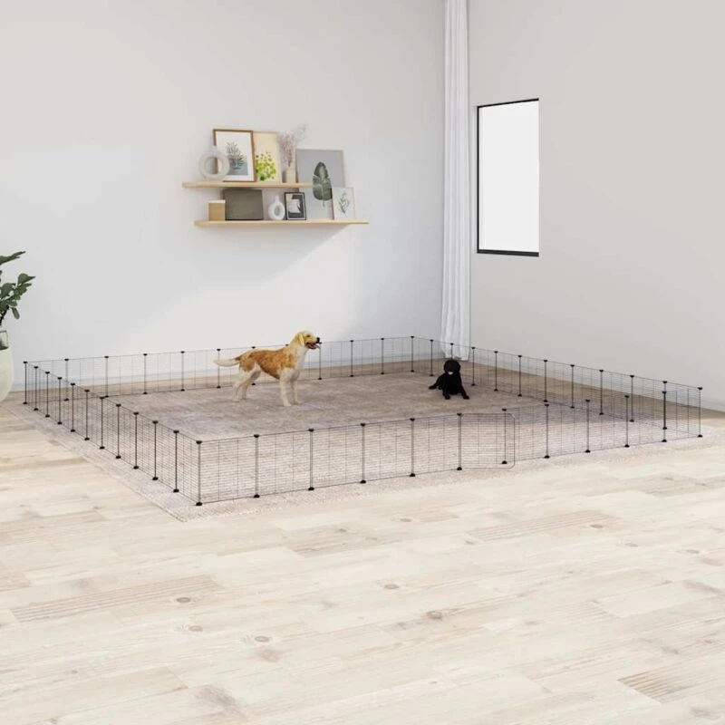 Image of VIDAXL 44-Panel Pet Cage with Door Black 35x35cm Steel Vidaxl 8720287190615