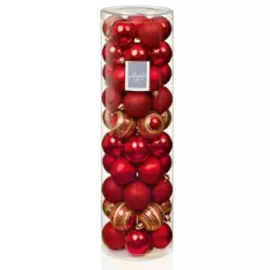 Image of Red Glitter Effect Plastic Round Bauble