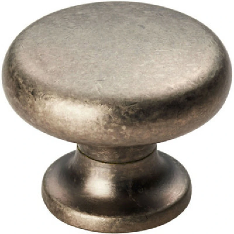 Image of Loops Flat Faced Round Door Knob 34mm Diameter Pewter Small Cabinet Handle Multi unisex