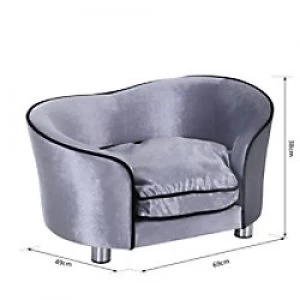Image of PawHut Pet Sofa Silver Grey 690 mm x 490 mm x 380 mm