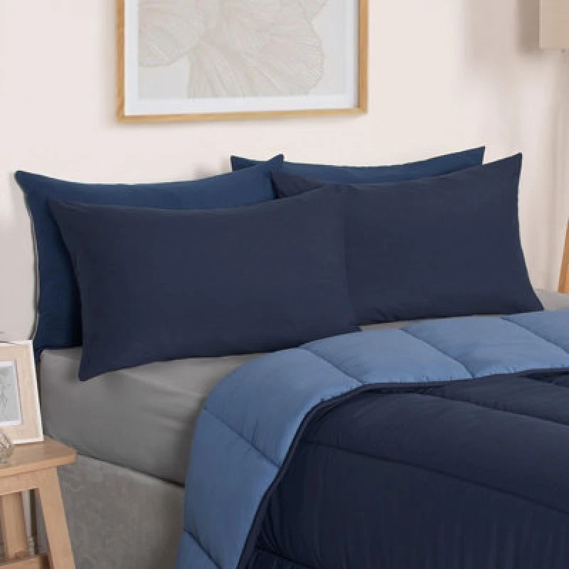 Image of OHS OHS Soft Coverless 10.5 TOG Duvet Set Pillowcase Quilted Cover in Blue Size: Single Blue Single Unisex 5027434184897