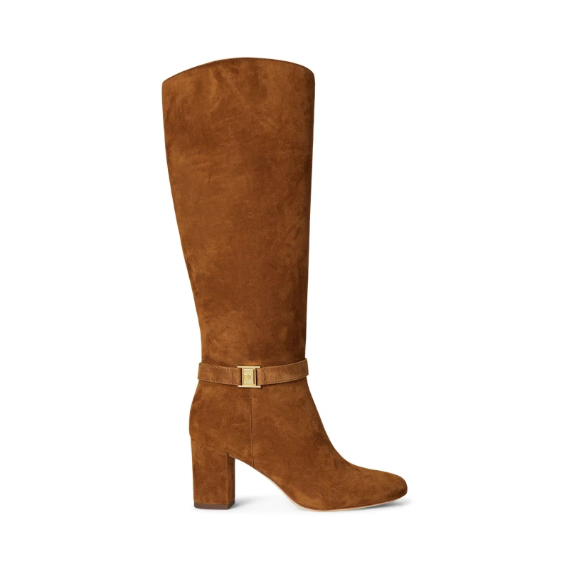 Image of Lauren by Ralph Lauren Womens Kellie Knee High Boots Lauren Tan female 7 (40.5)