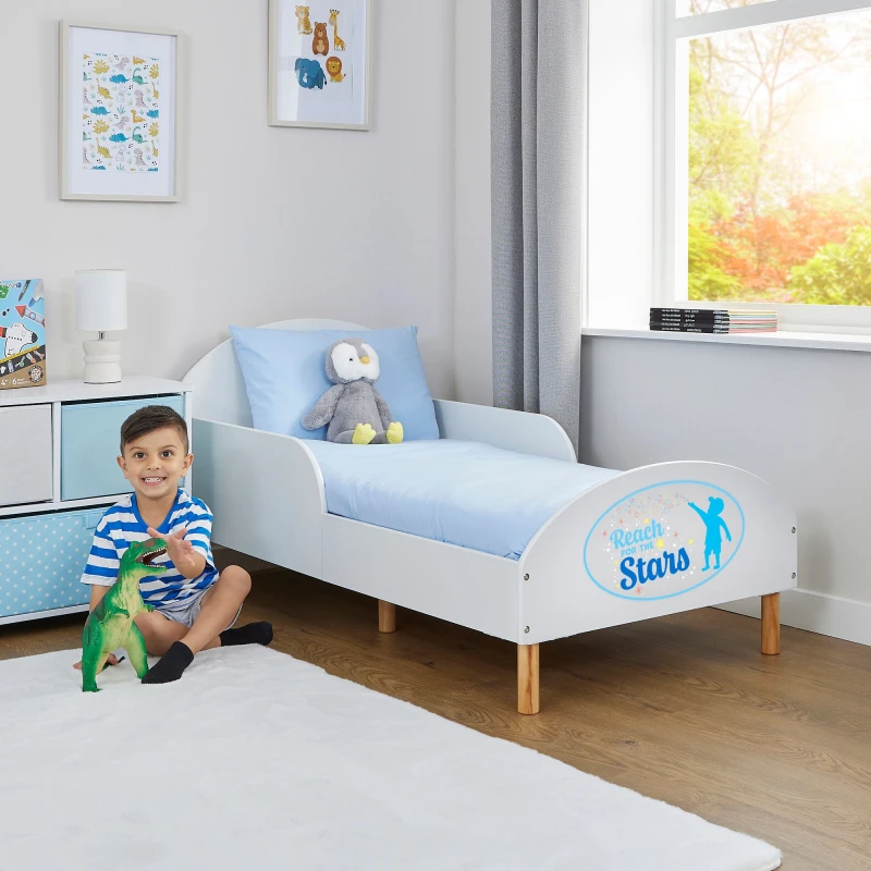 Image of Liberty House Toys Kids White Toddler Bed - Reach For The Stars Size: Cot Bed White Unisex Cot Bed