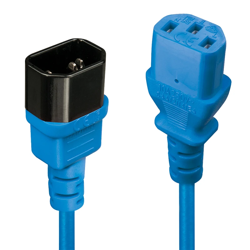 Image of Lindy 0.5m C14 to C13 Extension Cable. blue.
