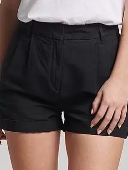 Image of Superdry Studios Linen Short - Black, Size 10, Women