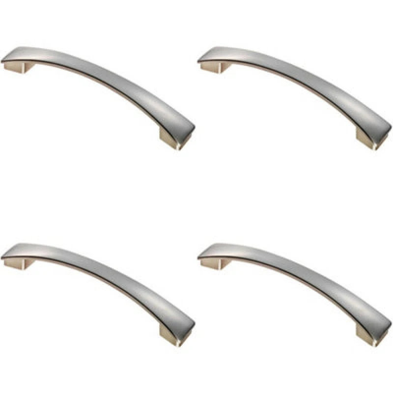 Image of Loops 4x Curved Bow Pull Handle 183 x 26mm 160mm Fixing Centres Satin Nickel Metallics unisex