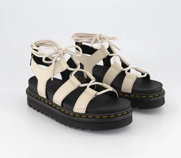 Image of Dr. Martens Womens Nartilla Sandals Parchment Beige Milled Nappa, 3