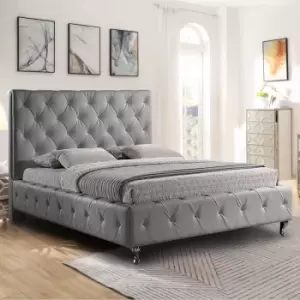 Image of Barella Bed Small Double Plush Velvet Grey