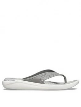 Image of Crocs Lite Ride Flip Flop - Smoke White, Smoke/White, Size 8, Women