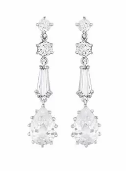Image of Jon Richard Rhodium Plated Cubic Zirconia Mixed Stone Drop Earrings