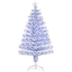 Image of HOMCOM Artificial Fibre Optic Christmas Tree w/ 26 LED Lights Pre-Lit White Blue 4FT