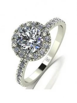 Image of Moissanite 9Ct White Gold 1.40Ct Equivalent Total Cushion Centre Halo Ring