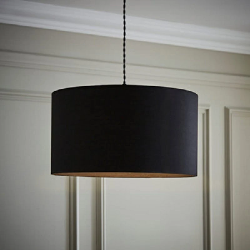 Image of ValueLights ValueLights Reni Black Fabric Easy Fit Drum Ceiling Lamp Shade Size: Large Black Large Unisex 5016529262497