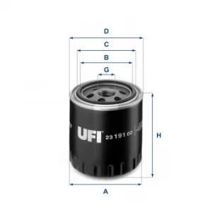 Image of 2319100 UFI Oil Filter Oil Spin-On