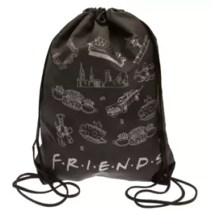 Image of Friends Icons Drawstring Bag (One Size) (Black/Grey)