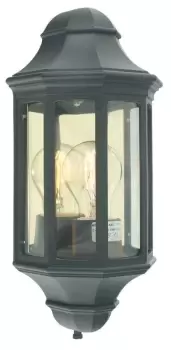 Image of Malaga Mini 1 Light Outdoor Wall Half Lantern Light Black IP44, E27