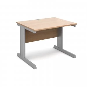 Image of Vivo Straight Desk 1000mm x 800mm - Silver Frame Beech Top