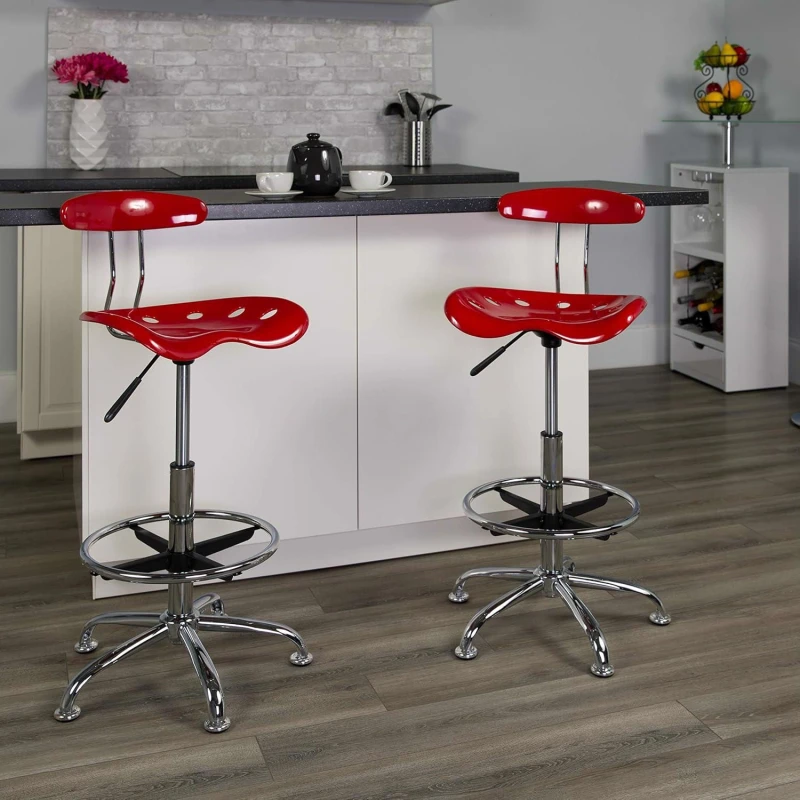 Image of FWStyle FWStyle Modern Red Tractor Seat Drafting Stool Adjustable Bar Chair Red One Size Unisex 5056413134158