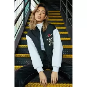 Image of I Saw It First Black Oversized Padded Bomber Jacket With Contrast Sleeves - Black