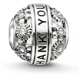 Image of Ladies Thomas Sabo Sterling Silver Karma Beads Thank You Bead