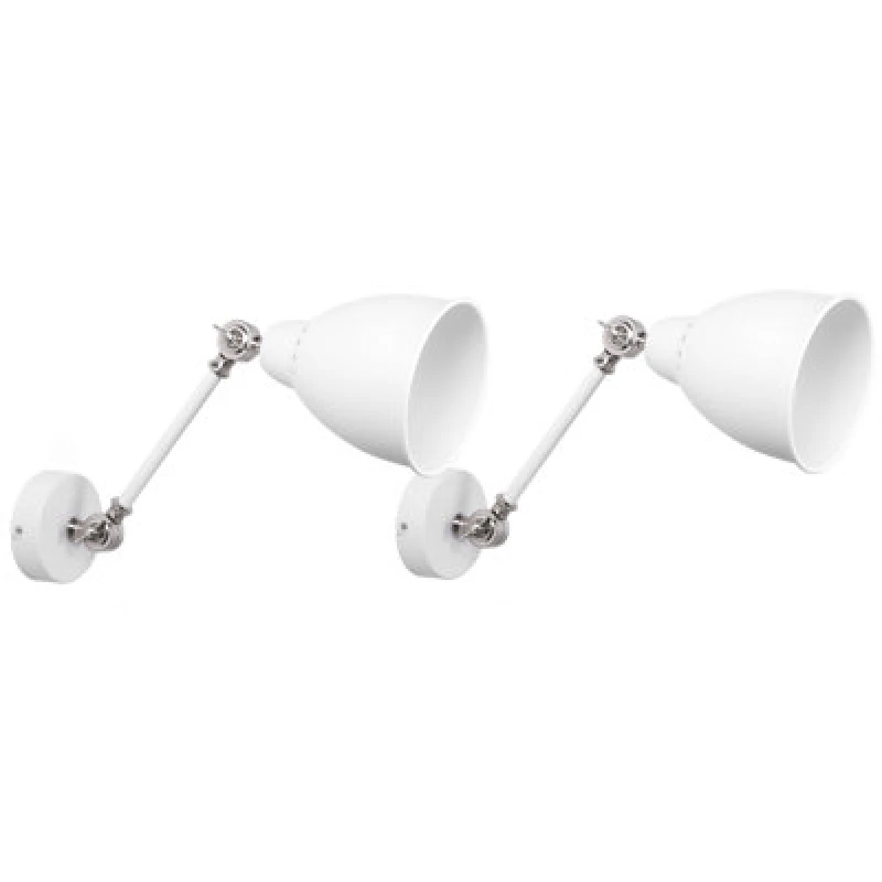 Image of Beliani Set Of 2 Wall Lamps Mississippi Adjustable Metal White