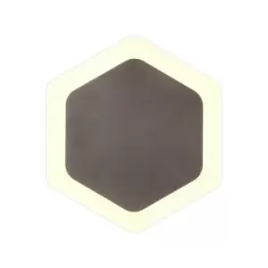 Image of Luminosa Lighting - Magnetic Base Wall Lamp, 12W LED 3000K 498lm, 15, 19cm Vertical Hexagonal Centre, Coffee, Acrylic Frosted Diffuser