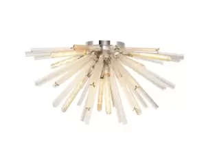 Image of 8 Light E27, Semi Flush Polished Nickel , Champagne Gold Glass