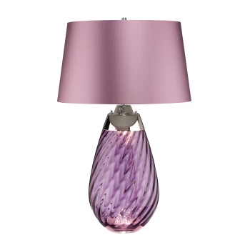 Image of Lena 2 Light Large Plum Table Lamp, Plum-tinted Glass , Heather Shade, E27