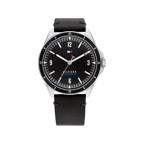Image of Tommy Hilfiger 1791904 Maverick Black Leather Strap Watch - W95246