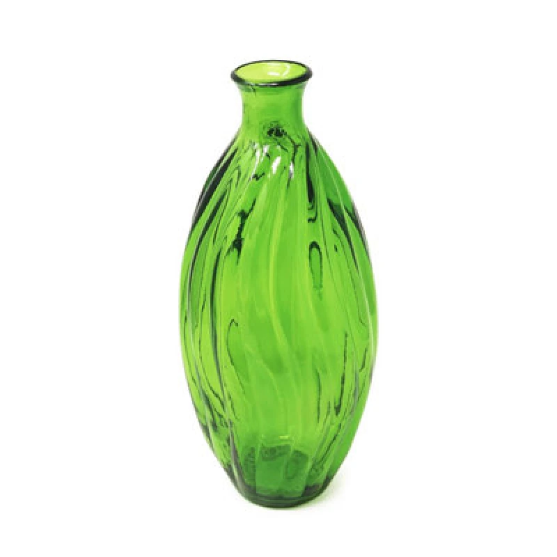 Image of Verano Spanish Ceramics Recycled Glass Ola Lime Green Home Decor Medium Tall Vase (H) 31Cm