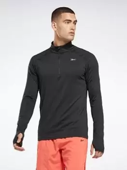 Image of Reebok Running Quarter-Zip Long-Sleeve Top - Black