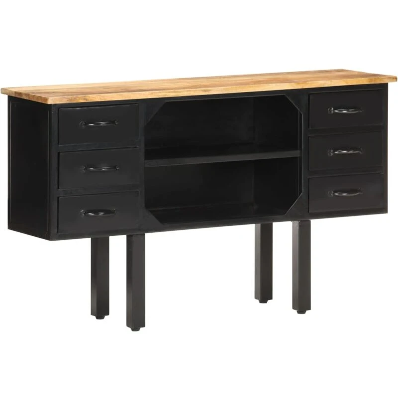 Image of VIDAXL Sideboard 110x30x65cm Solid Rough Mango Wood and Steel Vidaxl 8720286104637