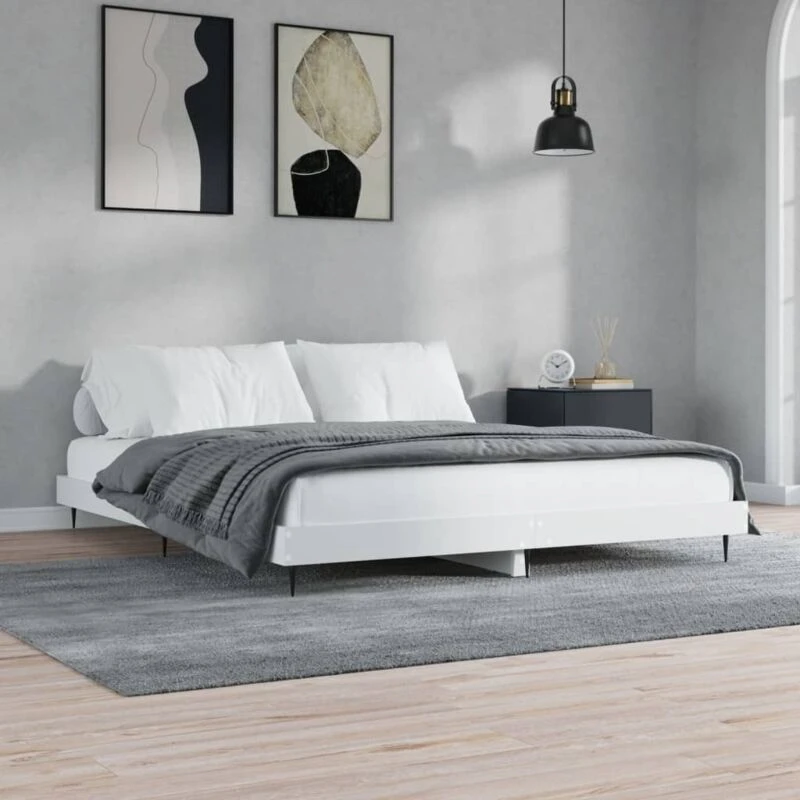 Image of VIDAXL Bed Frame without Mattress White 150x200cm King Size Engineered Wood Vidaxl 8720845797225