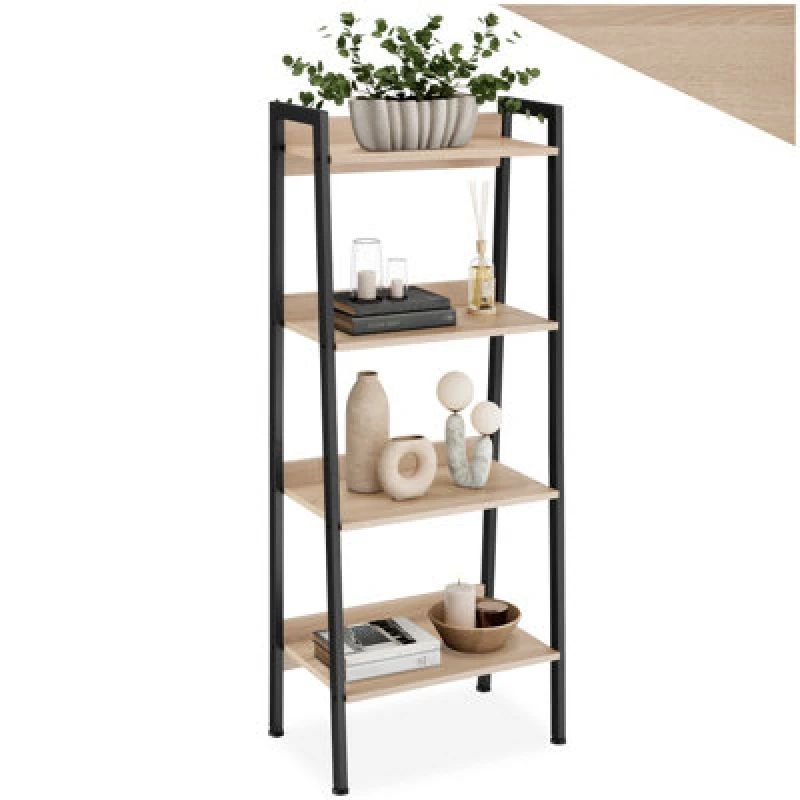 Image of Tectake Shelving Unit - Industrial Style, Free-Standing, With Up To 5 Tiers 57,5 X 34 X 138cm - Industrial Wood Light, Oak Sonoma