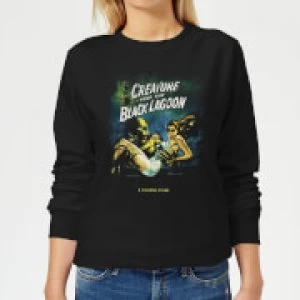 Image of Universal Monsters Creature From The Black Lagoon Vintage Poster Womens Sweatshirt - Black - XL