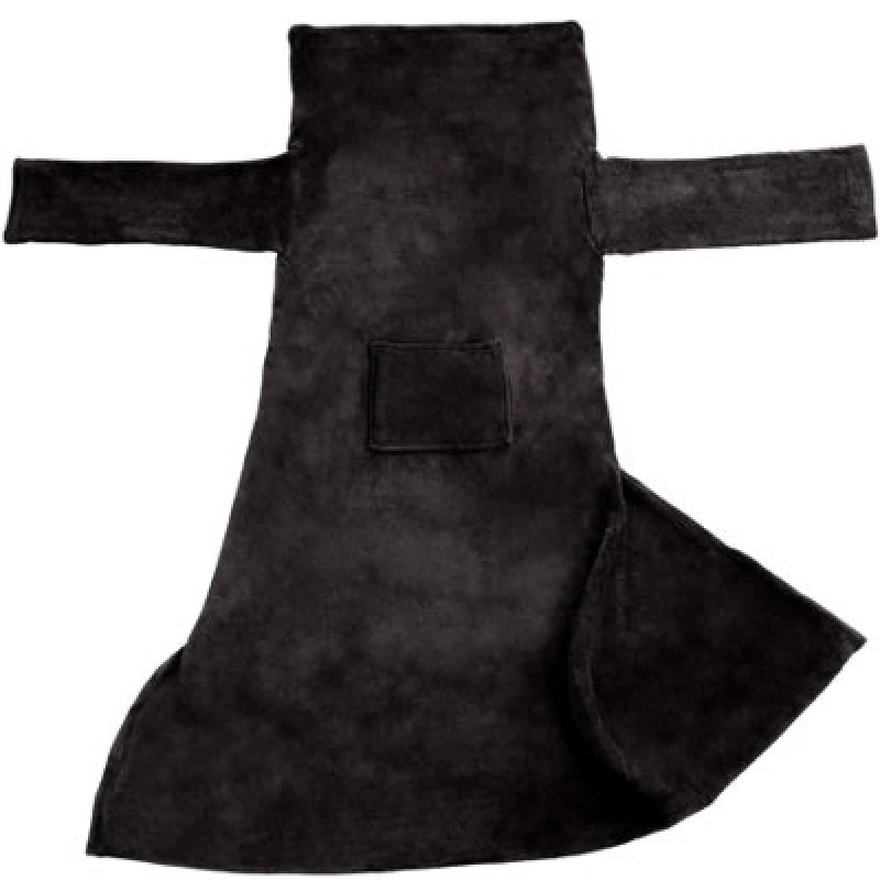 Image of Tectake 2 Blankets With Sleeves - Cosy Throws With Arms And Pocket 200 X 170 Cm - Black