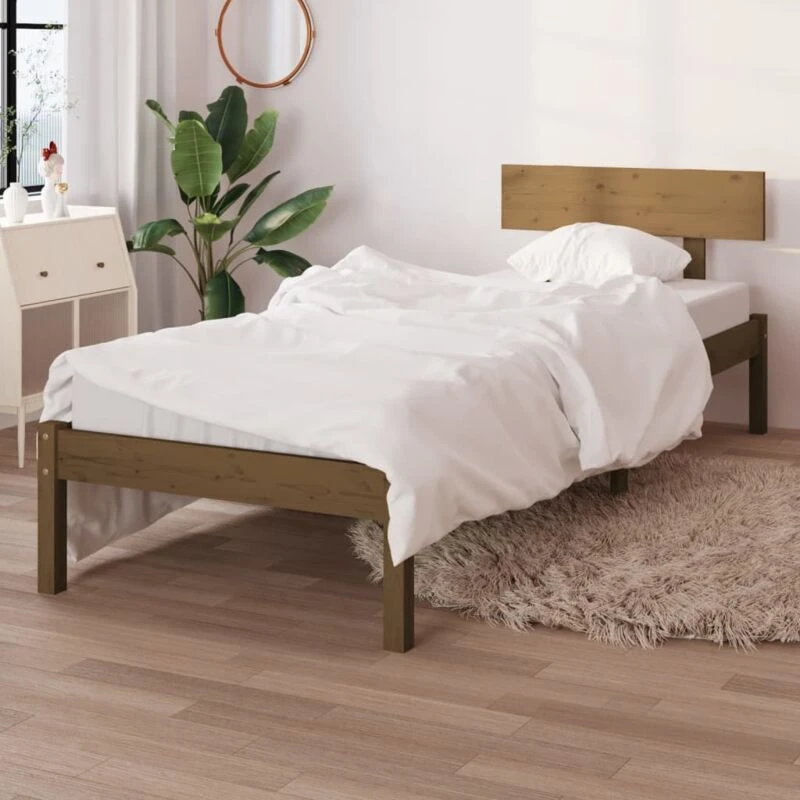 Image of VIDAXL Bed Frame without Mattress Honey Brown Solid Wood Pine Single Vidaxl 8720286762769