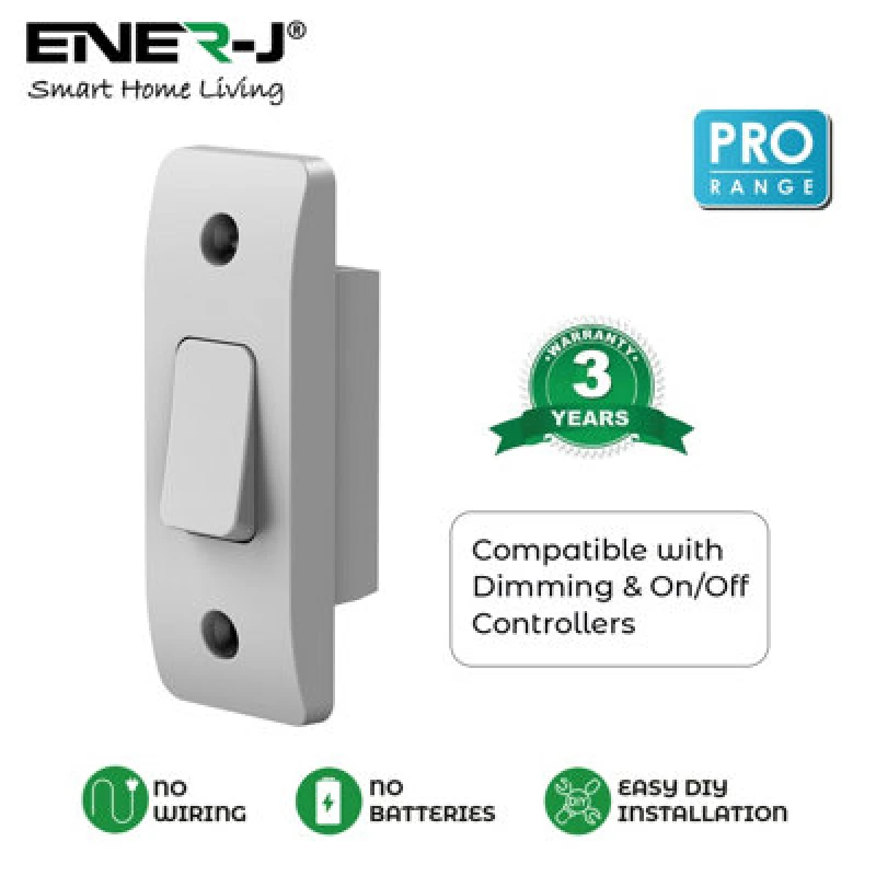Image of Ener-J Ener - J Wireless Kinetic Architrave Switch Battery Free 1 Gang White Pro Series