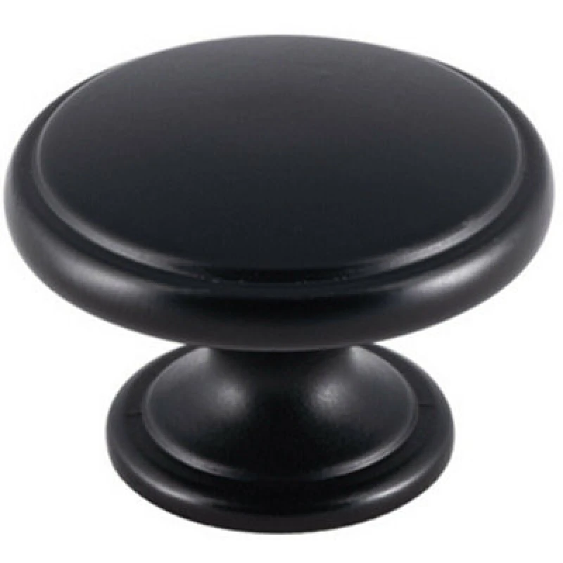 Image of Loops Ring Domed Cupboard Door Knob 38.5mm Diameter Matt Black Cabinet Handle Black unisex