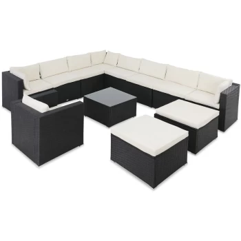 Image of Poly Rattan XXXL Lounge Set with Cushions & 2 Stool Garden Outdoor Patio Furniture - Casaria