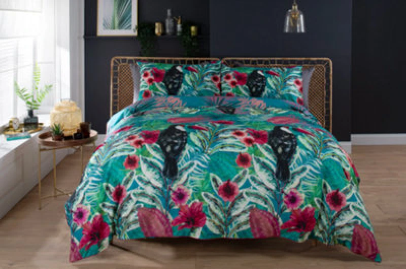 Image of Deyongs Deyongs Toucan Lake Count Cotton Reversible Duvet Cover Set Size: Double Multi Double Unisex 5054990103765